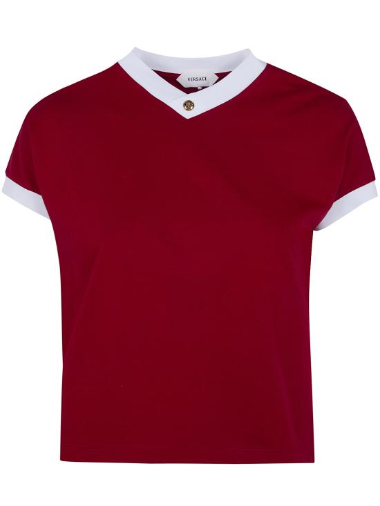 VERSACE Women Tops 1023697 1A17894 2RC90 LIPSTICK RED WHITE