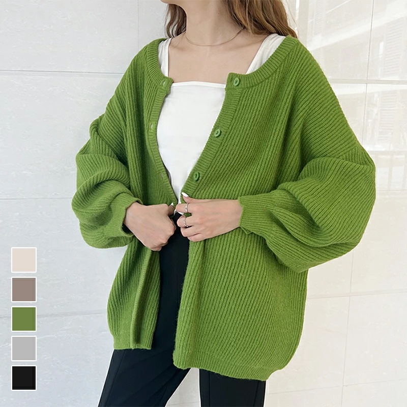 ニット セーター ニットカーディガン カーディガン トップス 長袖 秋 冬 アウター ボリュームスリーブ ボタン 羽織り 体型カバー オーバーサイズ 前開き オフィス レディースファッション 20代
