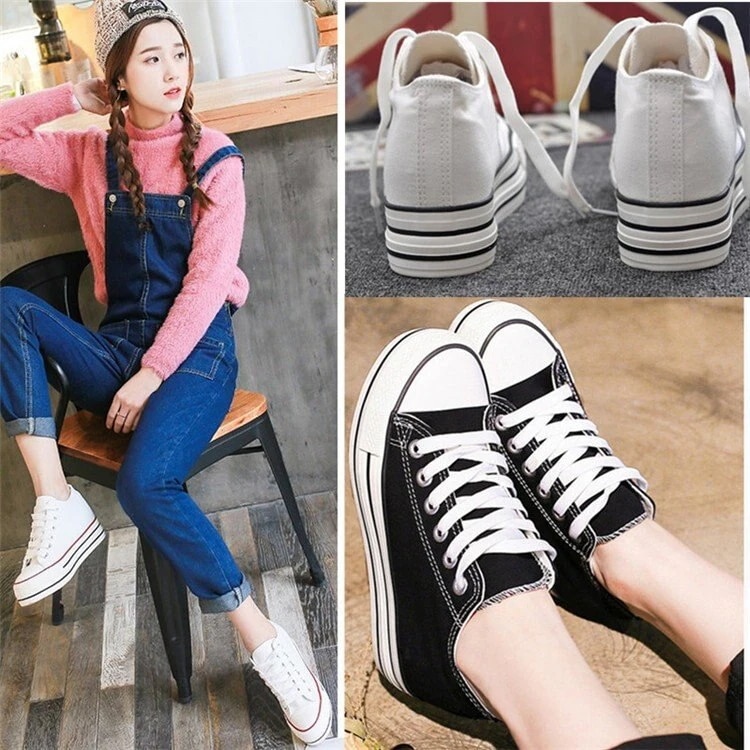 【超お得1つ買うと10個もらえる】急速出荷スニーカー 厚底 レディース キャンバス シューズ ローカット 靴 履きやすい 疲れ