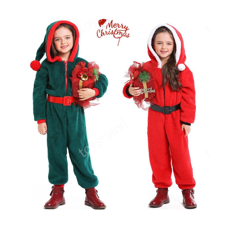 クリスマス コスプレ 子供 サンタ コスプレ フード付き コスプレ 衣装 サンタクロースに変身! クリスマス 仮装 男女兼用 サンタ コスチューム 子供用 キッズ用 サンタ 着ぐるみ パジャマ クリス