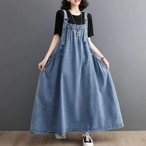 ワンピース ロングワンピース デニムスカート ジャンバースカート 袖なし ポケット カラーデニム かわいい 大人可愛い シンプル カジュアル 大人 上品 おしゃれ かっこいい レトロ 大人女子