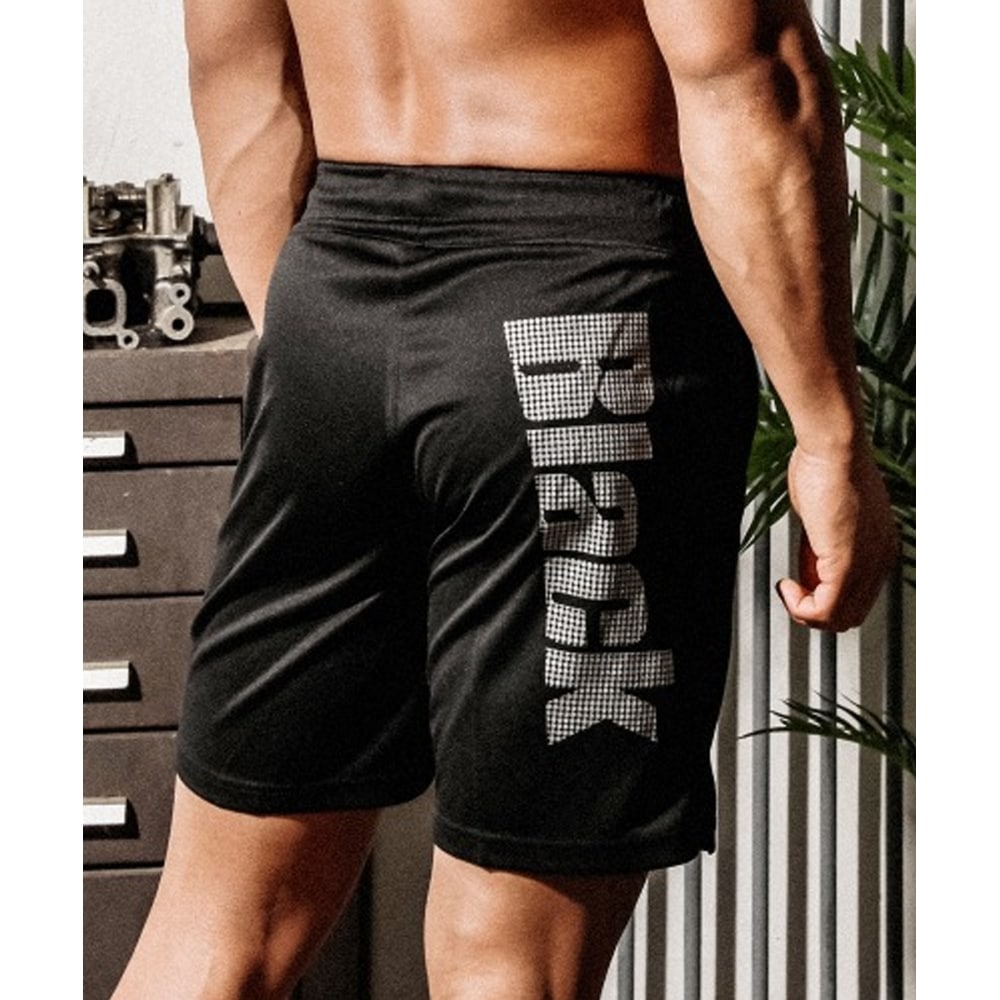 ブラックモンスターフィットブラックシルバーレタリングニットショートパンツ (ブラック) /BM190403