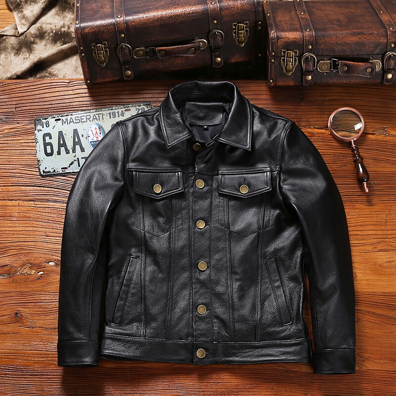 コウイチ　本革 カウハイド ヌメ革 復刻 レザージャケット ナチュラル ライダース 革ジャン ブラック 4XLサイズ