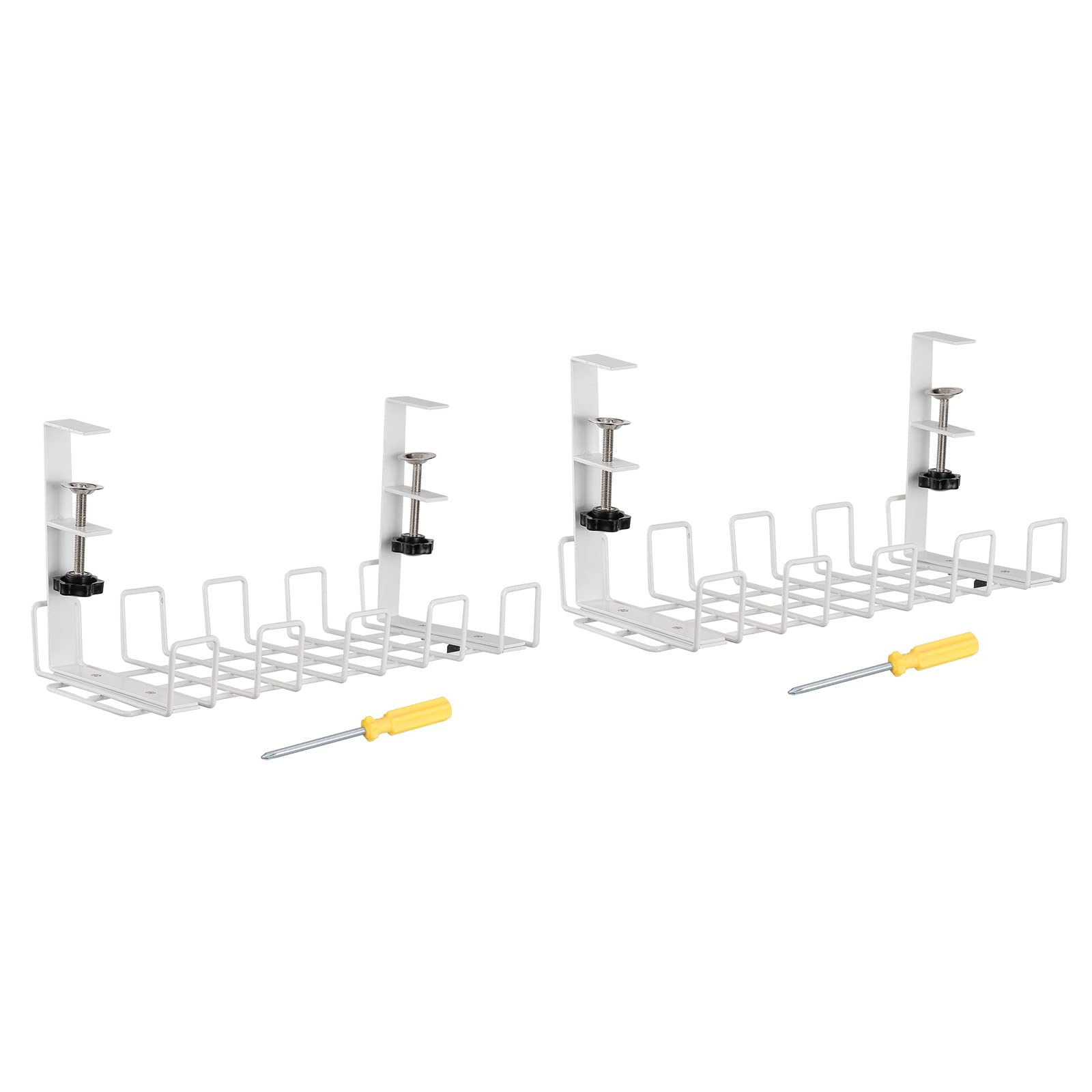 デスクアンダートレイケーブル管理 2個 ワイヤー管理 ラックワイヤーオーガナイザー ケーブルオーガナイザー オフィス ホーム用 ホワイト 18858