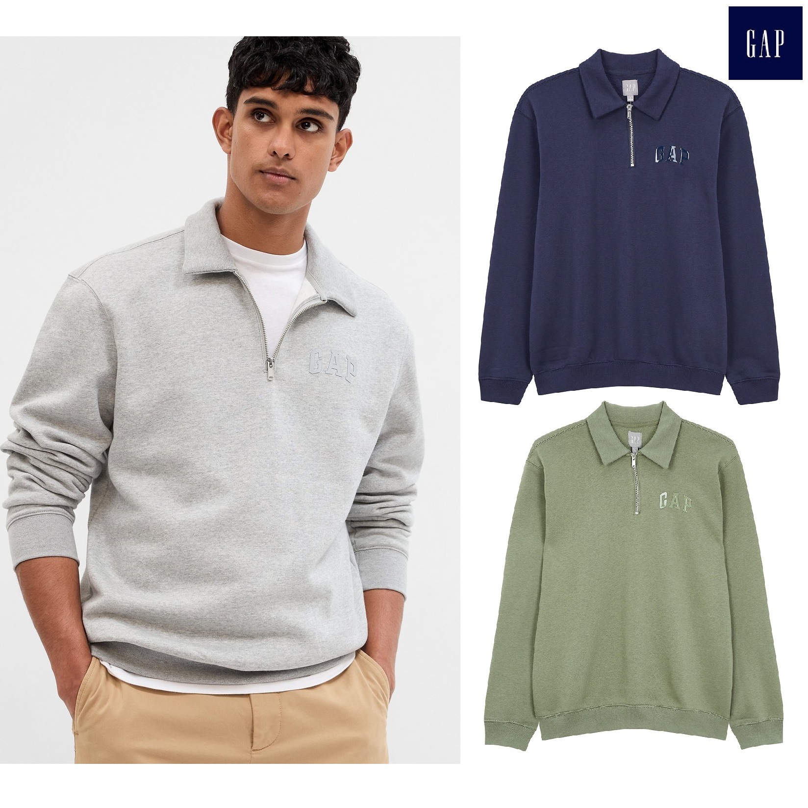 [23FW] [Men] mini logo polo sweatshirt 3色 (XS-XL) 新商品 男女共用 韓国人気 カップルアイテム 肝節期 冬のファッション 韓国ファッション