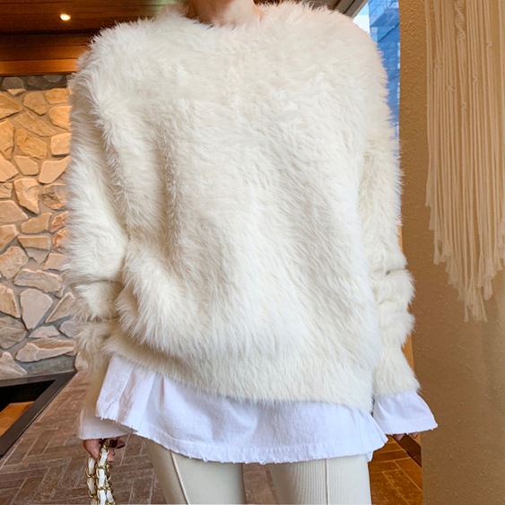 モヘアニットセーター ふわふわ ニット セーター プルオーバー ルーズ レディースニット トップス レディース 秋冬 上品 大人シック ママコーデ オフィスコーデ お仕事コーデ 10代 20代