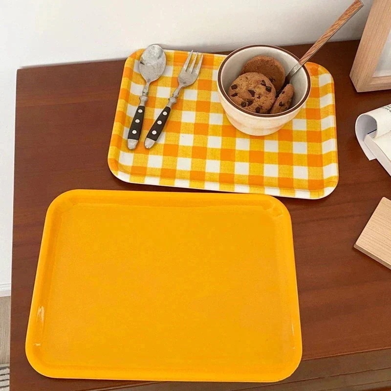 韓国雑貨 韓国インテリア かわいい かわいい おしゃれ オレンジ イエロー カフェトレー アクセサリートレー おぼん キッチン ランチプレート トレー