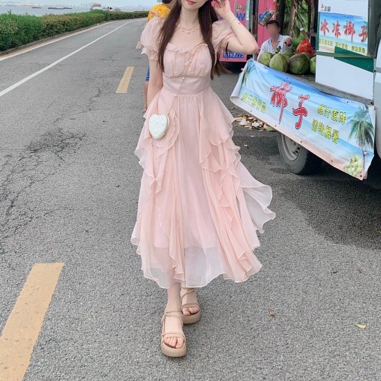 【1つ買うと10つ無料】ホワイトセンシティブドレス女性2025年夏2025年スーパープリンセススカート穏やかな風のスカート