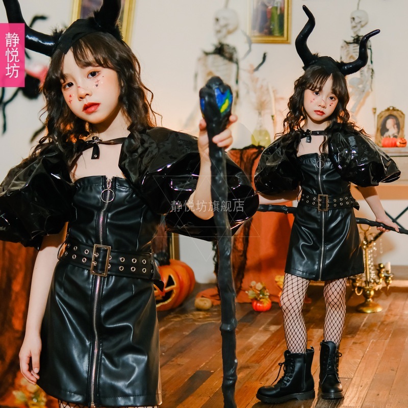 子供用ハロウィン子供服サイバーパンクトレンド服女の子テクノロジーセンス服バイク服ステージキャットウォークドレス