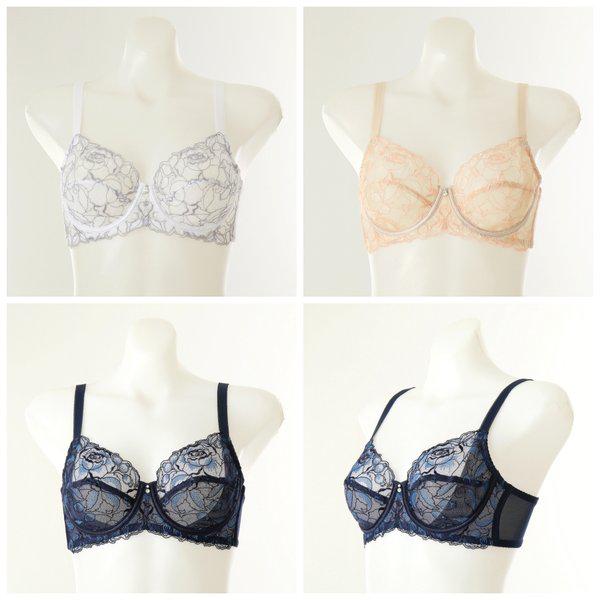 エンジェルマンフラワー刺繍薄手ブラ Eカップ (DBR0469)