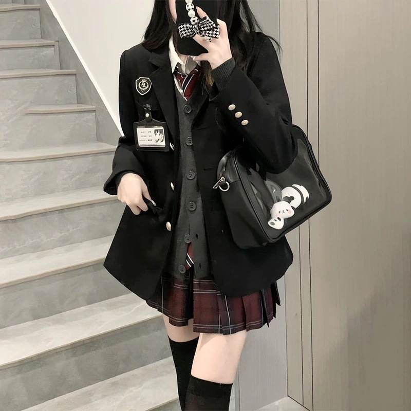 【長袖デザイン】アニメ学姉jk制服スーツ女子秋冬金学校は学院風スカートのカーディガンスーツをセットにしている