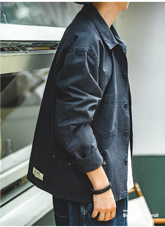 大ヒット ジャケット メンズ コットン　無地 デッキジャケット ウォッシュ加工 トップス アウター メンズ カジュアル 綿 春秋 コート ミリタリージャケット