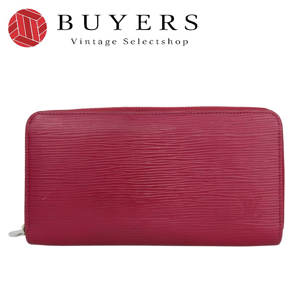 中古 長財布 ジッピーウォレット M61858 エピレザー フューシャ ボルドー シルバー金具 ラウンドファスナー 小物 普段使い レディース 女性