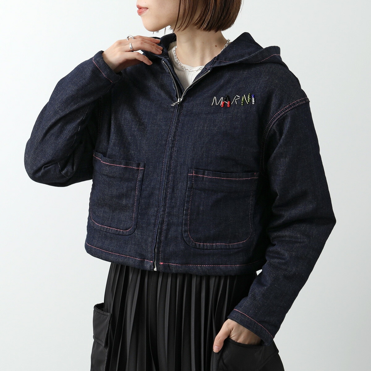 MARNI KIDS マルニ キッズ デニムジャケット M01176 M00SV レディース ガールズ フーデッド ブルゾン ビーズ ロゴ 長袖 0M01 23,999円