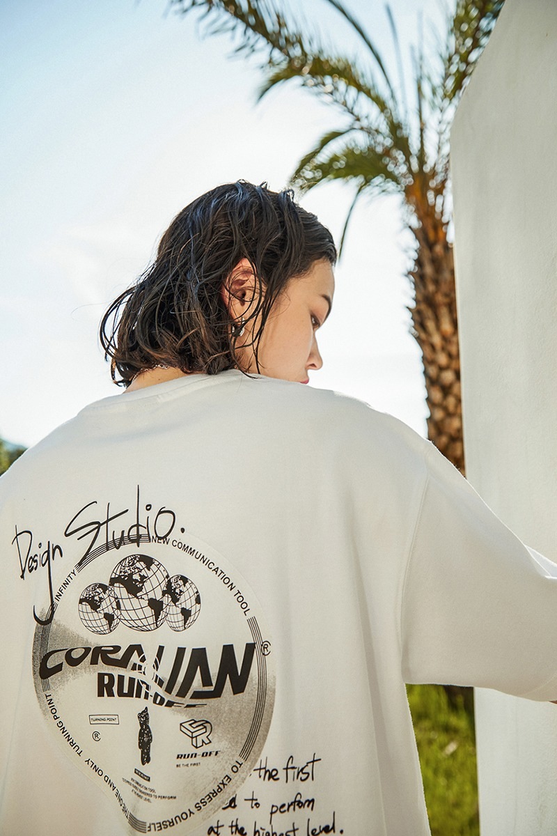 [ランオフ]プレーヤー マッシュ 綿Tシャツ_ホワイト[CRTC1198]