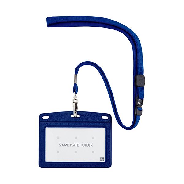 (まとめ) オープン工業 吊下げ名札 レザー調 ヨコ名刺サイズ 青 N-123P-BU 1セット（10個） (×5セット)