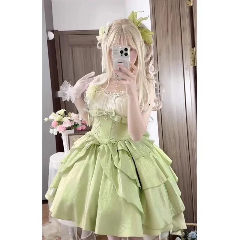 【3日出荷】グリーンバラ JSK プリンセスドレス 小花嫁ロリータ 誕生日