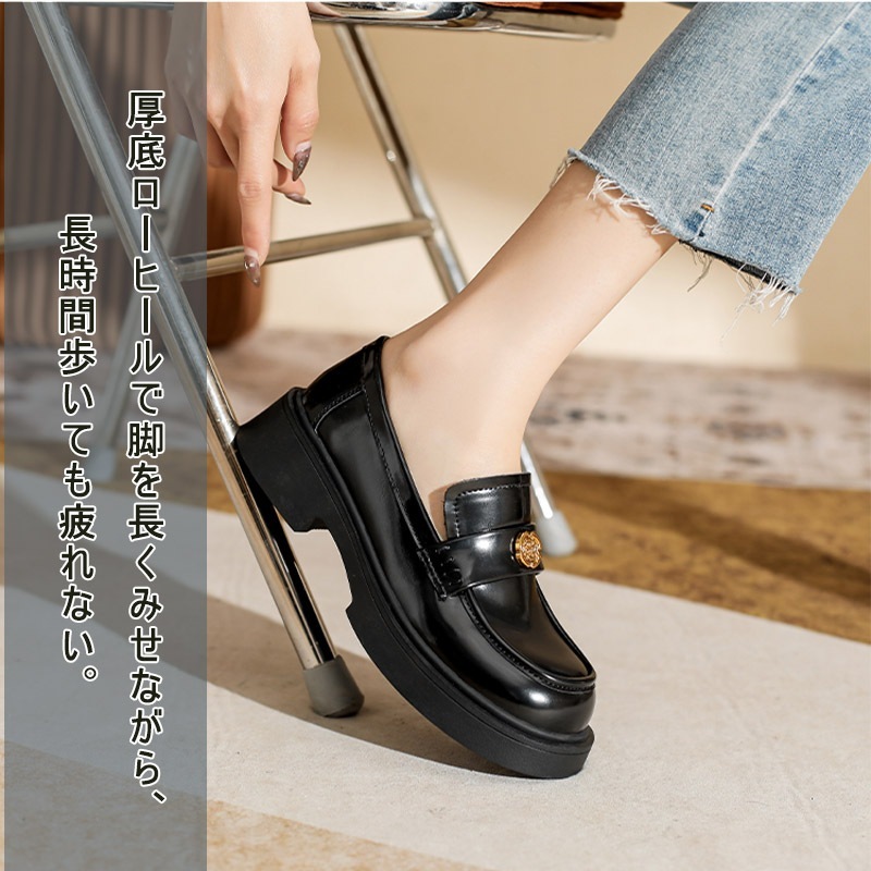 高品質新入 ローファー おでこ靴　レディース パンプス 痛くない ローヒール 歩きやすい 疲れない 厚底パンプス シンプル ロリータパンプス 厚底靴 学生靴 美脚 おしゃれ カジュアル コスプレ靴 メ