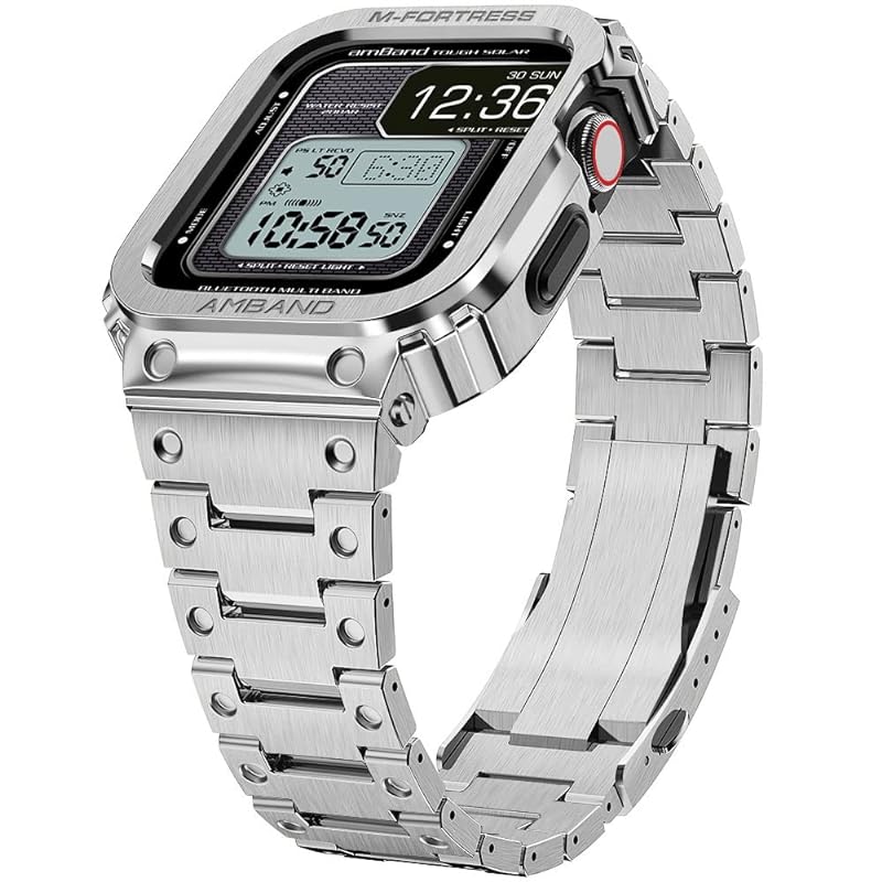 【2022改良モデル】 コンパチブル Apple Watch バンド ステンレス ケース一体型 44mm Apple Watch Series 6/SE/5/4に対応 メンズメタルベルト 耐久性 耐衝