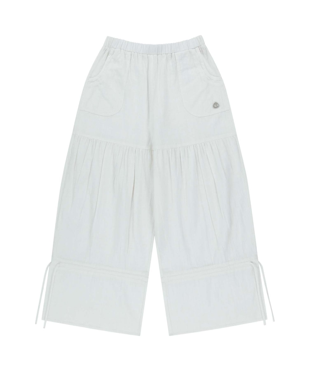 【COYSEIO】 SHIRRING ROUGH PANTS : WHITE