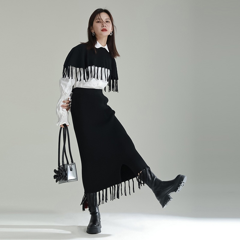 春 三点セット トップス ニット スカート 長袖 着痩せ おしゃれ レディース ZHCH20