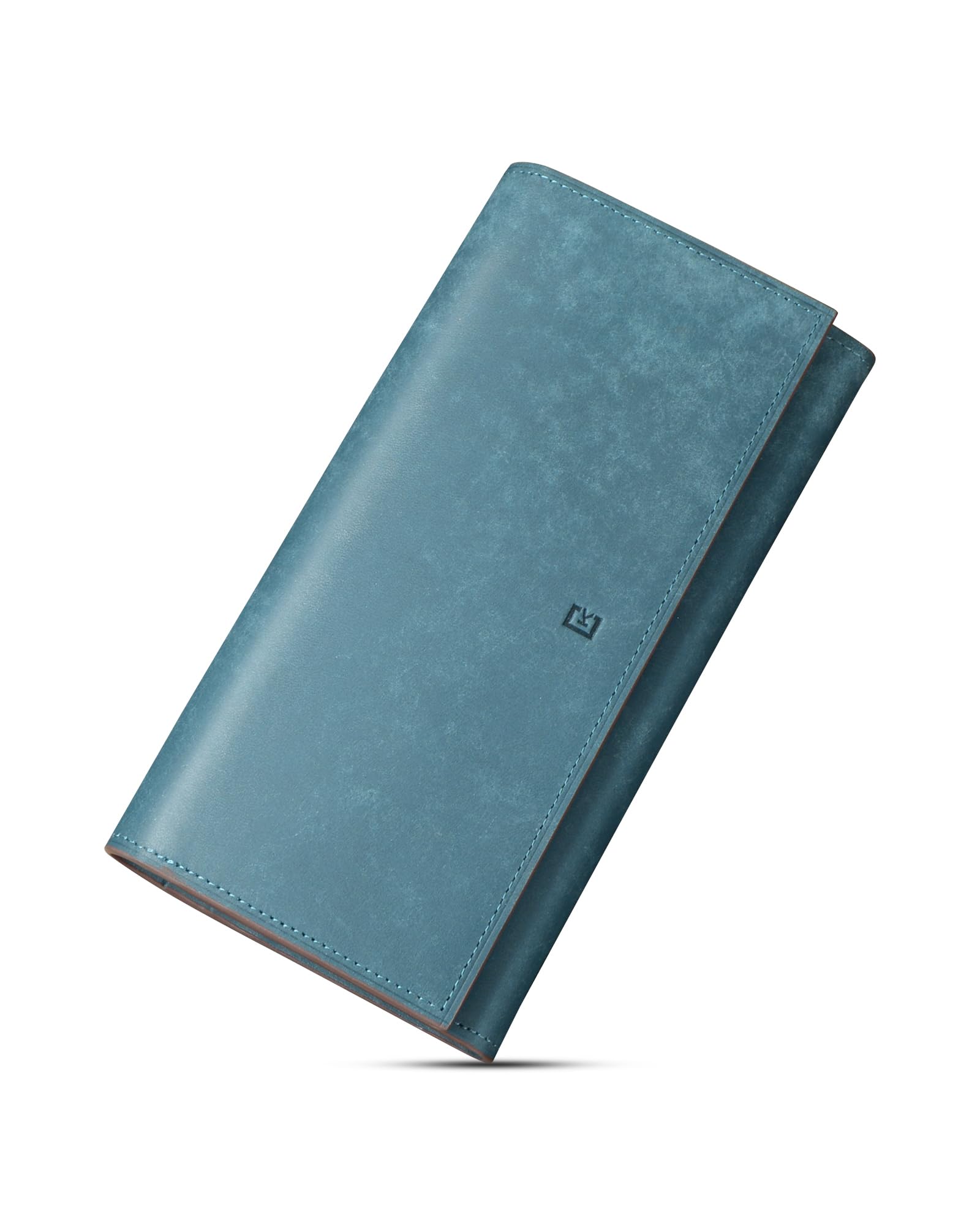 [Kawaoto] 財布 メンズ 長財布 本革 プエブロレザー 大容量 カード18枚 かぶせ型 小さい長財布 ファスナー 春財布 プレゼント (紺色)