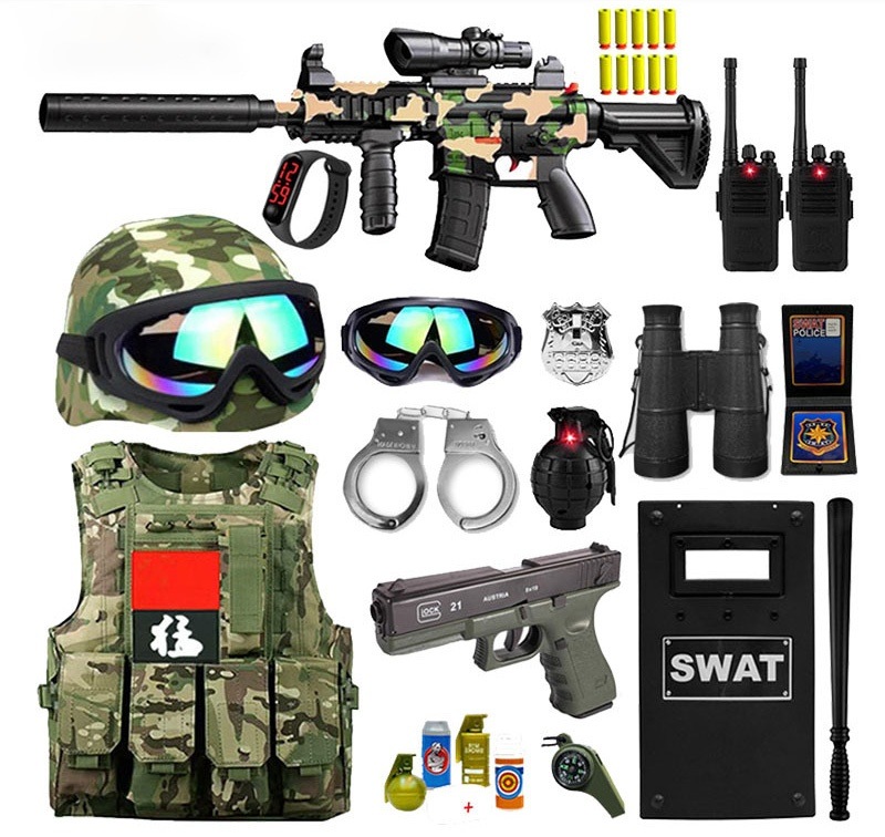 おもちゃの銃 フルセット 軍服風子供コスチューム CS対戦ゲーム 69歳男女兼用 様々な記念日やごっこ遊びで主役に変身 豪華装備で丈夫な素材