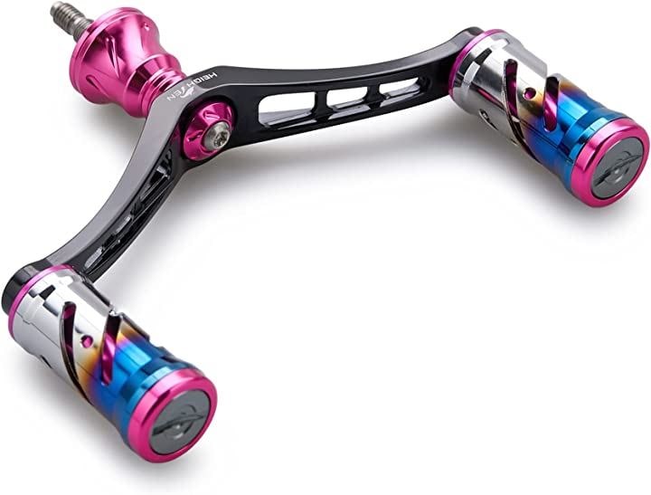 92mm リール ハンドル 16mm ノブ 搭載 シマノ ダイワ 通用 スピニングリール用 Vortex Series ピンク ノブ＆ブラック(ピンク(ノブ)＆ブラック(ハンドル))