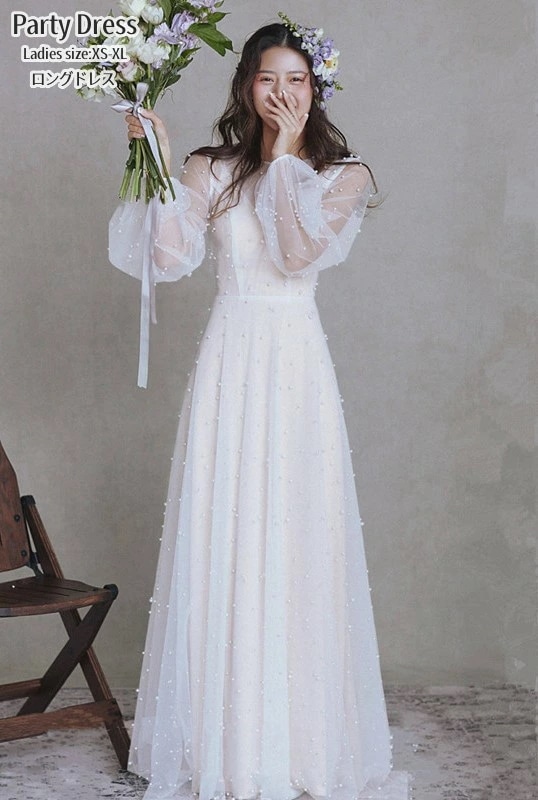 【新品】ウエディングドレス パーティードレス ロングドレス「XS~XL」高級感 シンプル 白 ホワイト 結婚式 ワンピース 演奏会ドレス 発表会 二次会 イブニングドレス 大きいサイズ 衣装 バブルス 5,362円