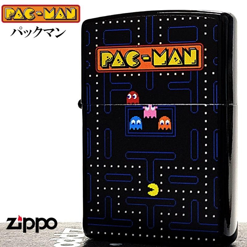 ZIPPO ライター パックマン ゲーム 可愛い ジッポ PAC-MAN ナムコ 両面加工 namco ファミコン マットブラック 艶消し おしゃれ メンズ レディース かわいい ギフト プレゼント