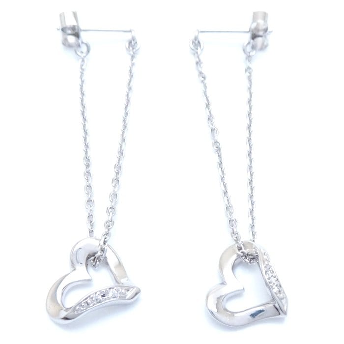 ハート ピアス ダイヤモンド0.007ctｘ2 K18WG ホワイトゴールド/292695【中古】