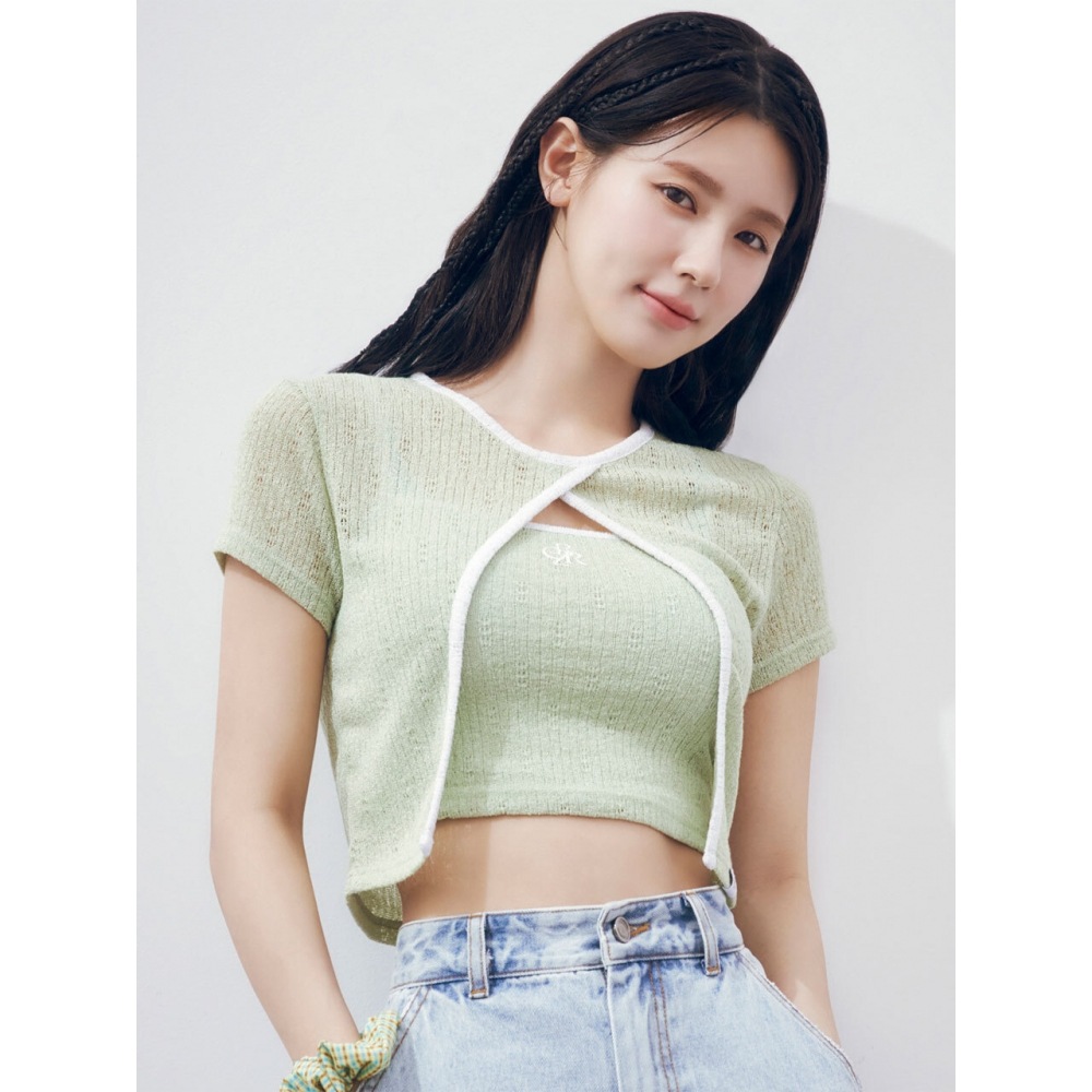 CITYBREEZEカットアウトリネンレイヤードTシャツ LIGHT GREEN 8,476円