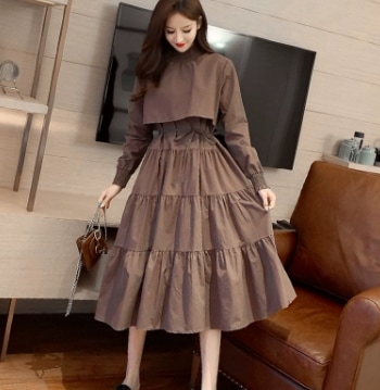 ロングドレス フレア ハイネック ワンピース ロング丈 長袖 スリム 細身 ストレート Aライン スマート ウエストマーク ニット 薄手 かわいい 大人可愛い シンプル カジュアル 大人 上品