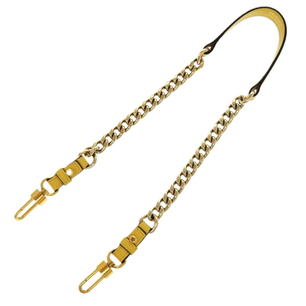 美品 ショート チェーン ショルダーストラップ レザー/レザー イエロー 1735【中古】 レディース