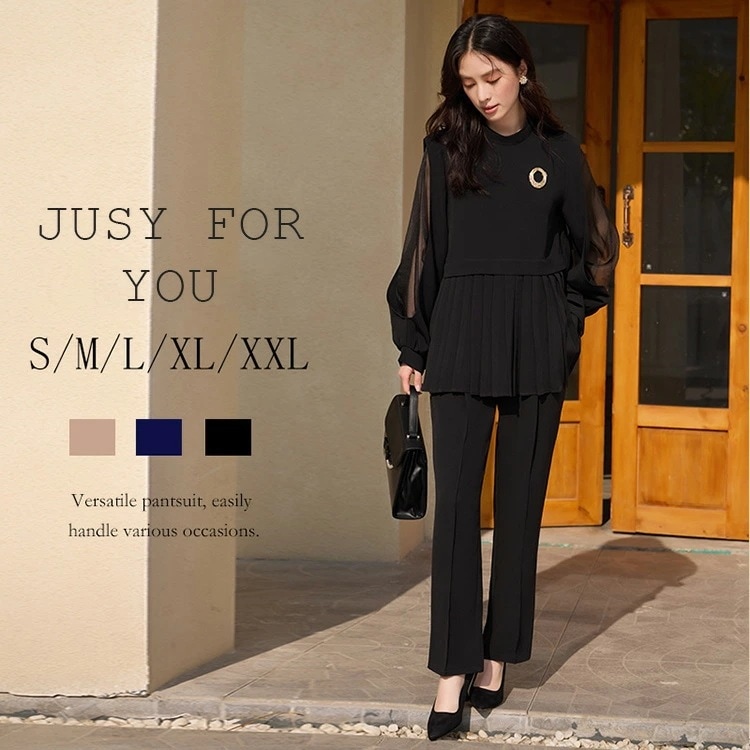 スーツ レディース セレモニースーツ セットアップ フォーマル ママ セレモニー パンツ パンツスーツ ママスーツ 入学式 卒業式 洗える 長袖 ワイド ビジネス 通勤 七五三 S M L XL XX
