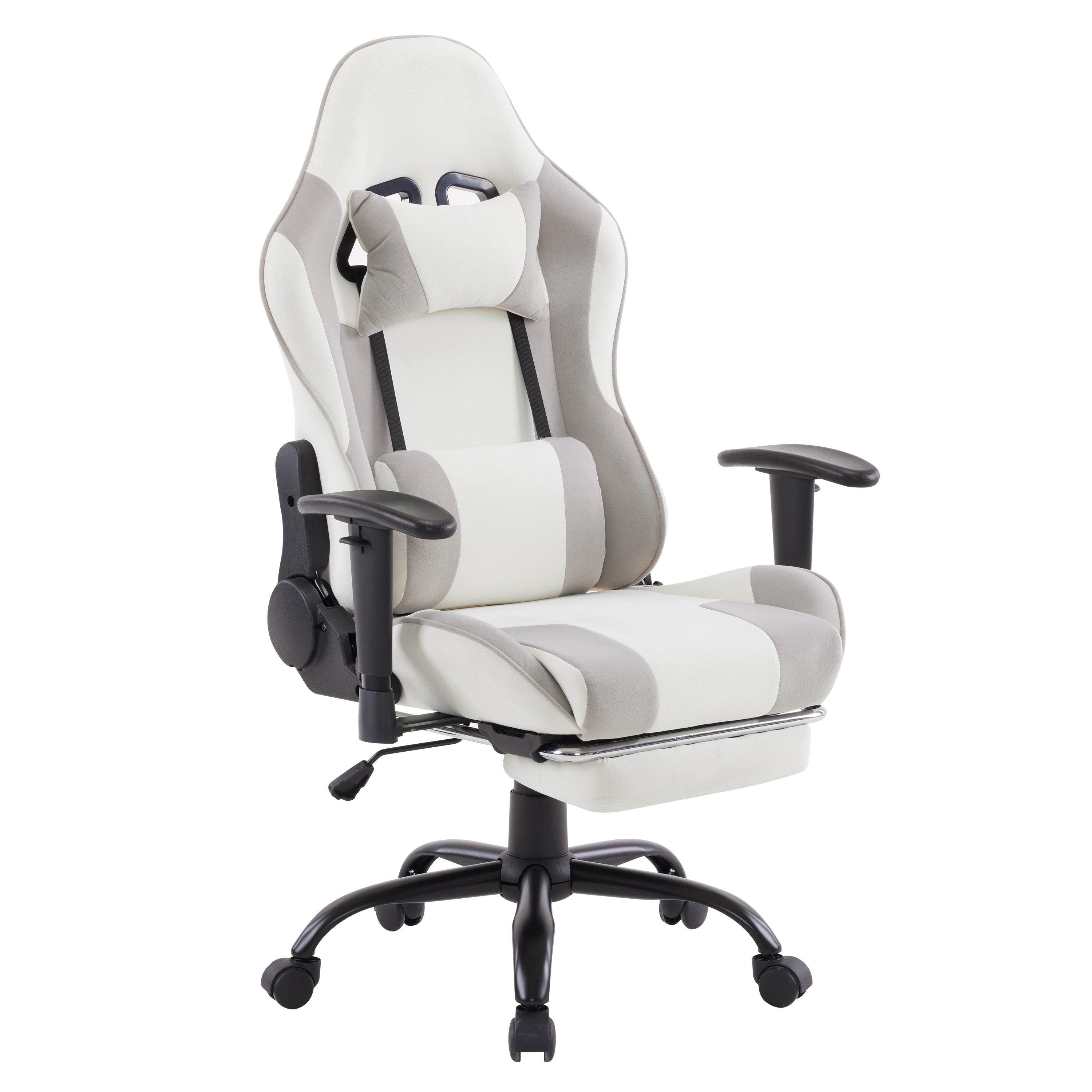 24時間限定価格！ [国内即発送]【人気商品】ベージュ+グレー　　ゲーミングチェア ィス オットマン デスクチェア オフィスチェア フットレスト 通気性 一人掛け 昇降調節 腰楽 座いす パソコンチェ