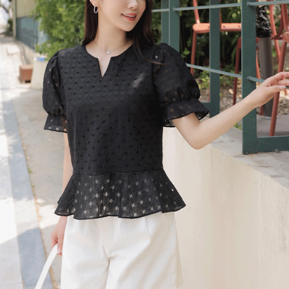 クリック＆ファニー ゼルンパターン パフブラウス モデル名