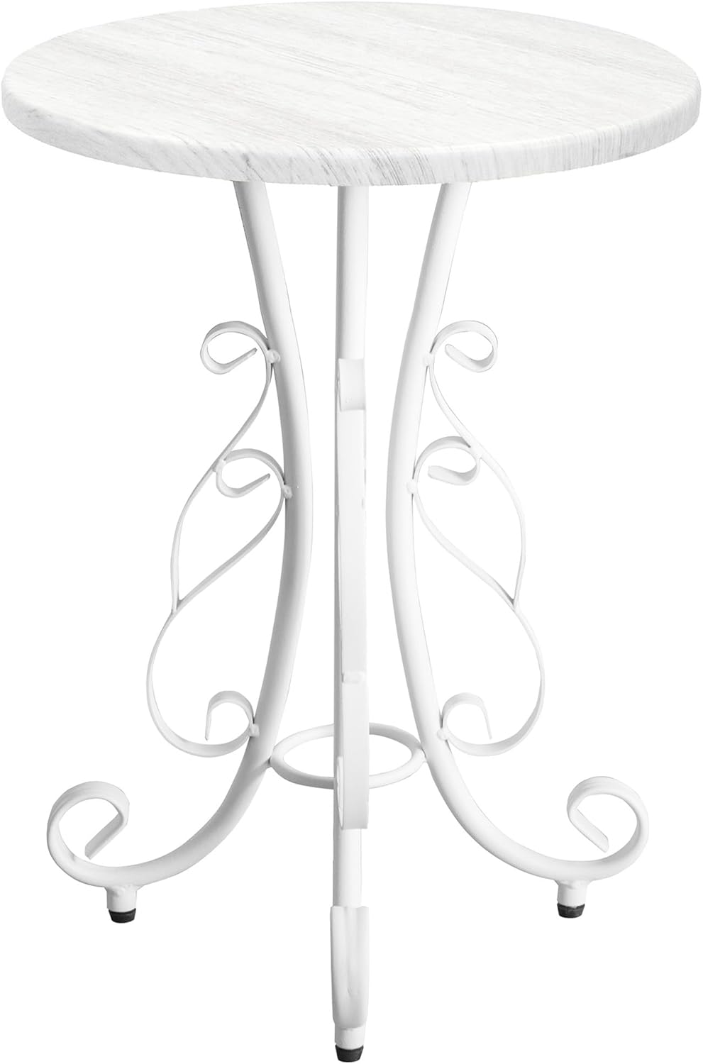 宮武製作所 セレスティア サイドテーブル ホワイト 優美な曲線デザイン 幅40×奥行き40×高さ56.5cm スチール製 天板直径40cm ST-400WH