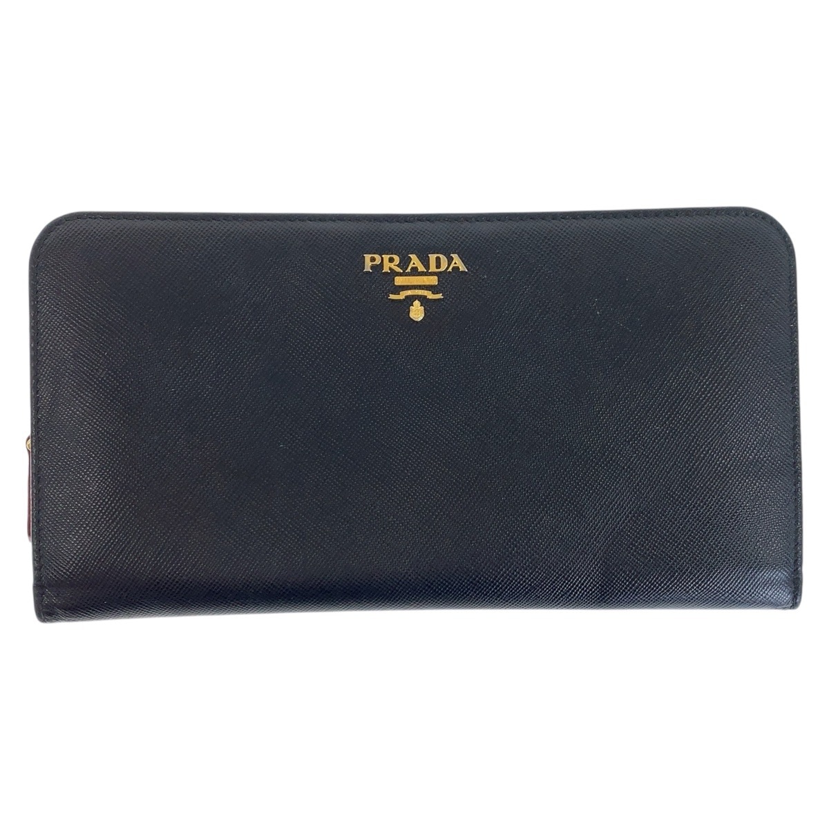 美品 サフィアーノ ブラック 黒 ピンク ゴールド金具 レザー 長財布 ロングウォレット レディース 501647