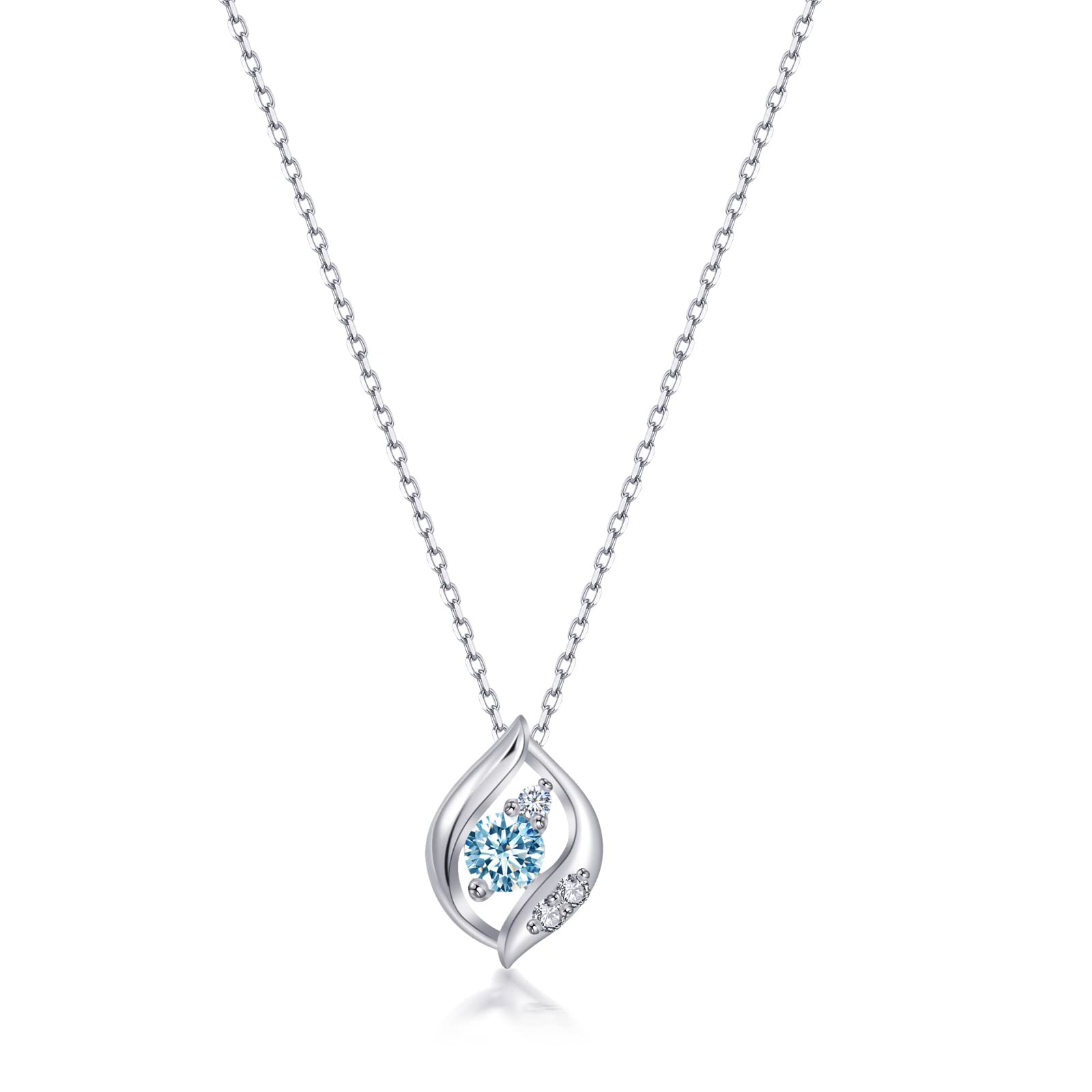 [Free bird] 誕生石 ネックレス レディース 天然宝石 シルバー925 葉の形 アクセサリー 女性ペンダント 金属アレルギー対応 ジュエリー 記念日 お誕生日 母の日 プレゼント 入学式 ネ