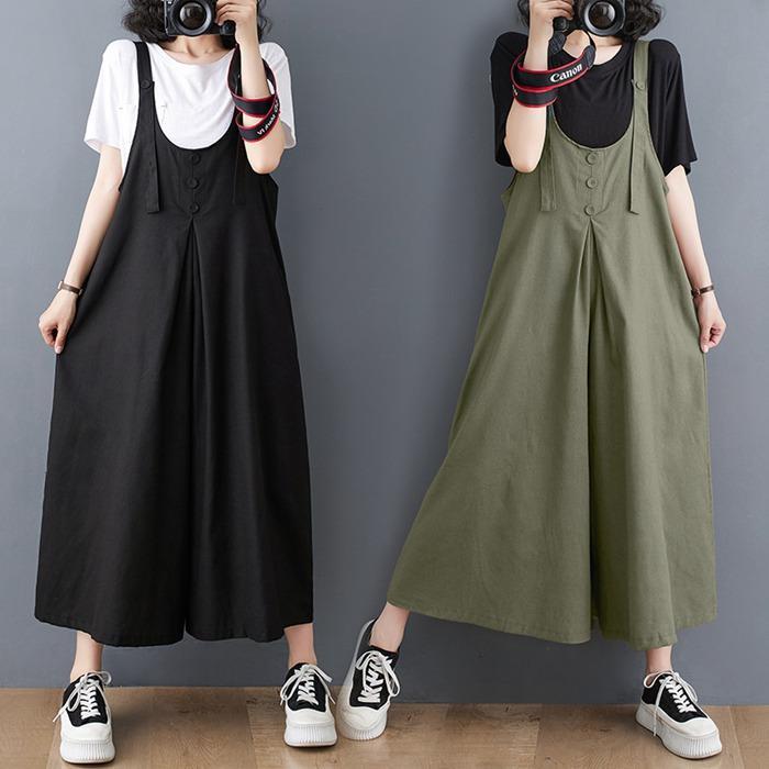オールインワン レディース ボトムス サロペット オーバーオール ワイドパンツ ロング丈 シンプル 無地 かわいい 美脚 春 夏 秋