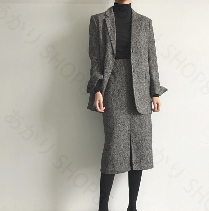即納可能スカートスーツ レディース　ビジネススーツ ジャケット　ロングスカート　スリット入り　リクルートスーツ 洗える　上下　セットアップ OL 通勤 【ジャケット+スカート】パーティ　春秋