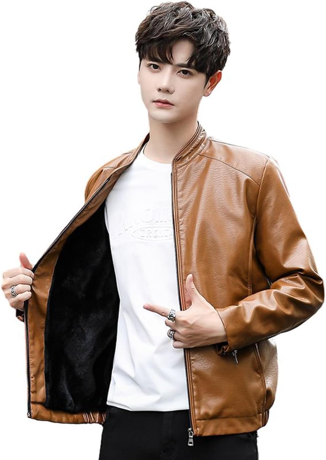 メンズ ライダースジャケット PUレザー ウインドブレーカー カジュアル ビジネス 防風 防寒 革ジャン 秋冬 撥水 ブルゾン お洒落 シンプル 立ち襟 スタジャン アウトドア バイクジャケット