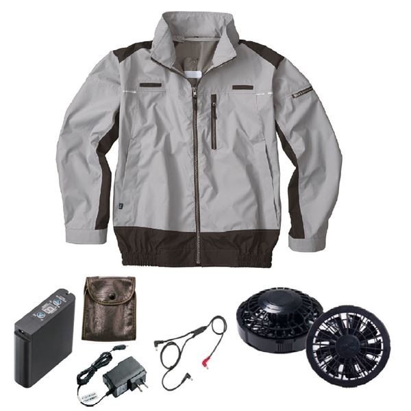 KU92110 空調服 ポリ製 遮熱フルハーネス仕様 FAN2200B/LIPRO2 銀 LL