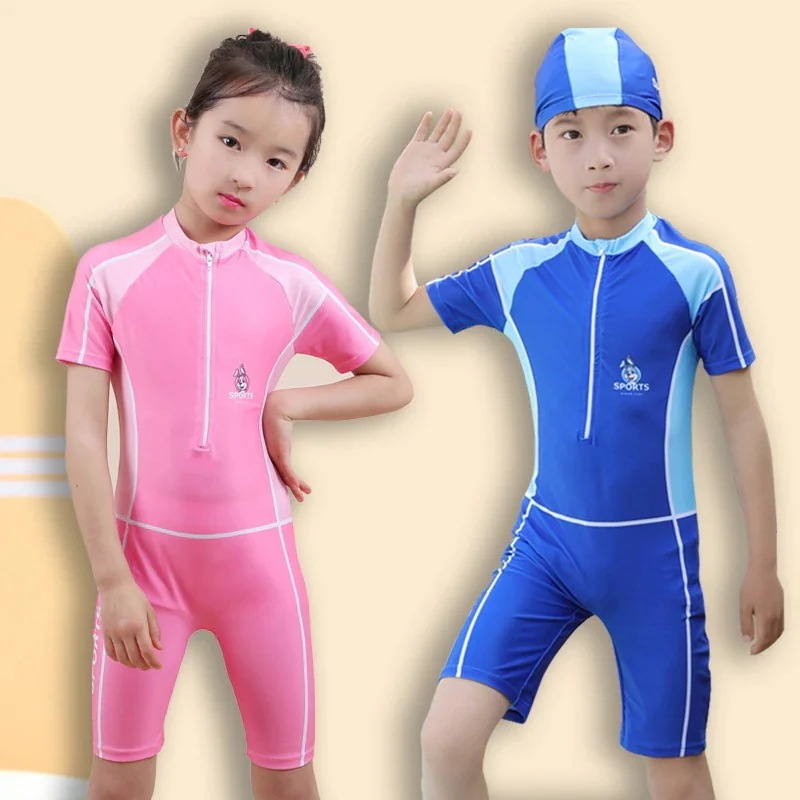 (2024NEW)子供用プロトレーニング水着中型および大型子供用水着速乾性男の子用ワンピース学生プール水着夏