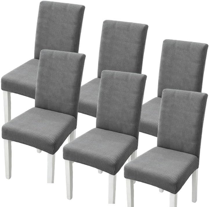 椅子カバー チェアカバー 背もたれあり 伸縮 洗える ノーアイロン 取り外し可能 無地 オフィス 家庭 ホテル レストラン Ｍx６枚(グレー, Ｍx６枚)