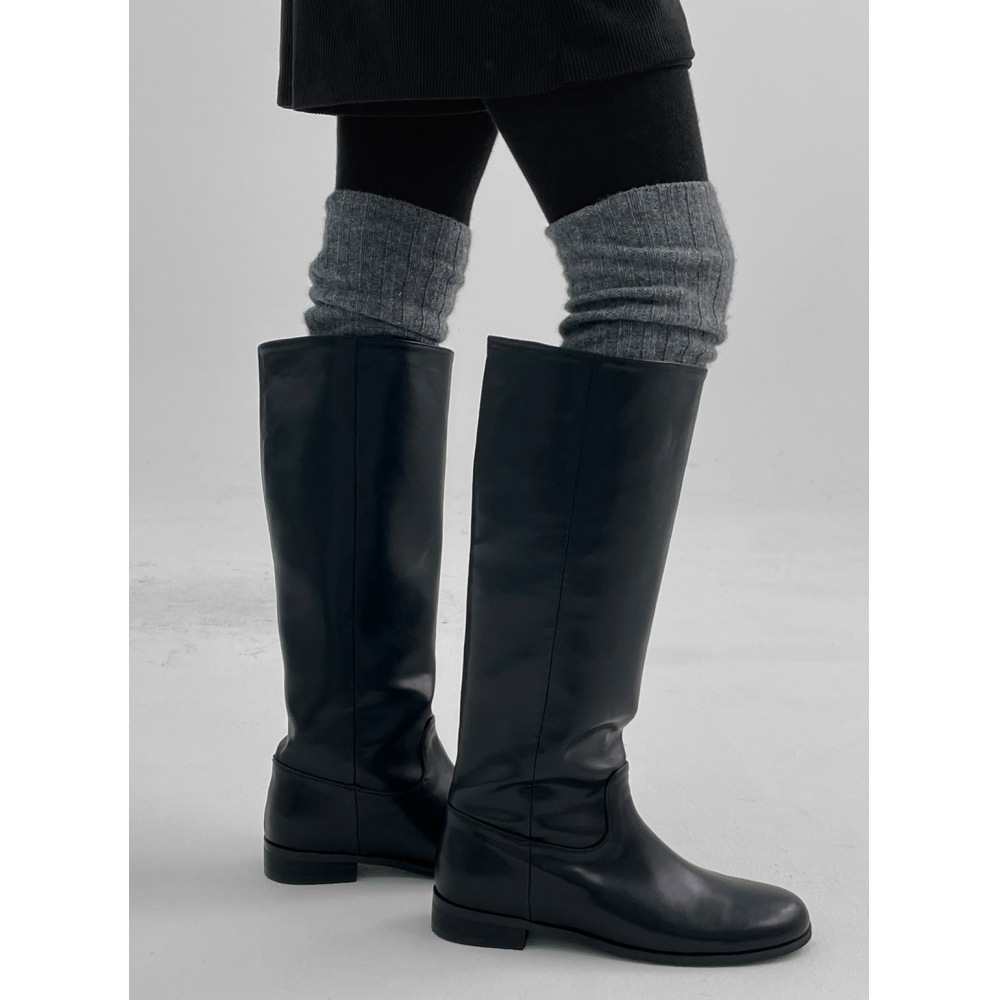 ブラックアップショートベーシックロングブーツ