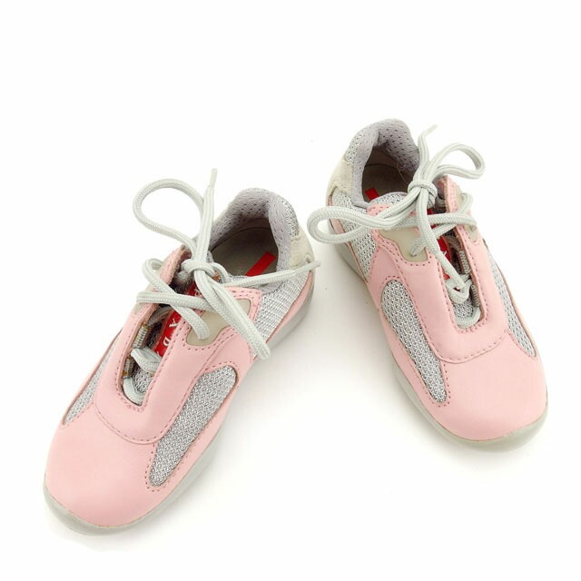 スニーカー シューズ 靴 ピンク グレー系 中古