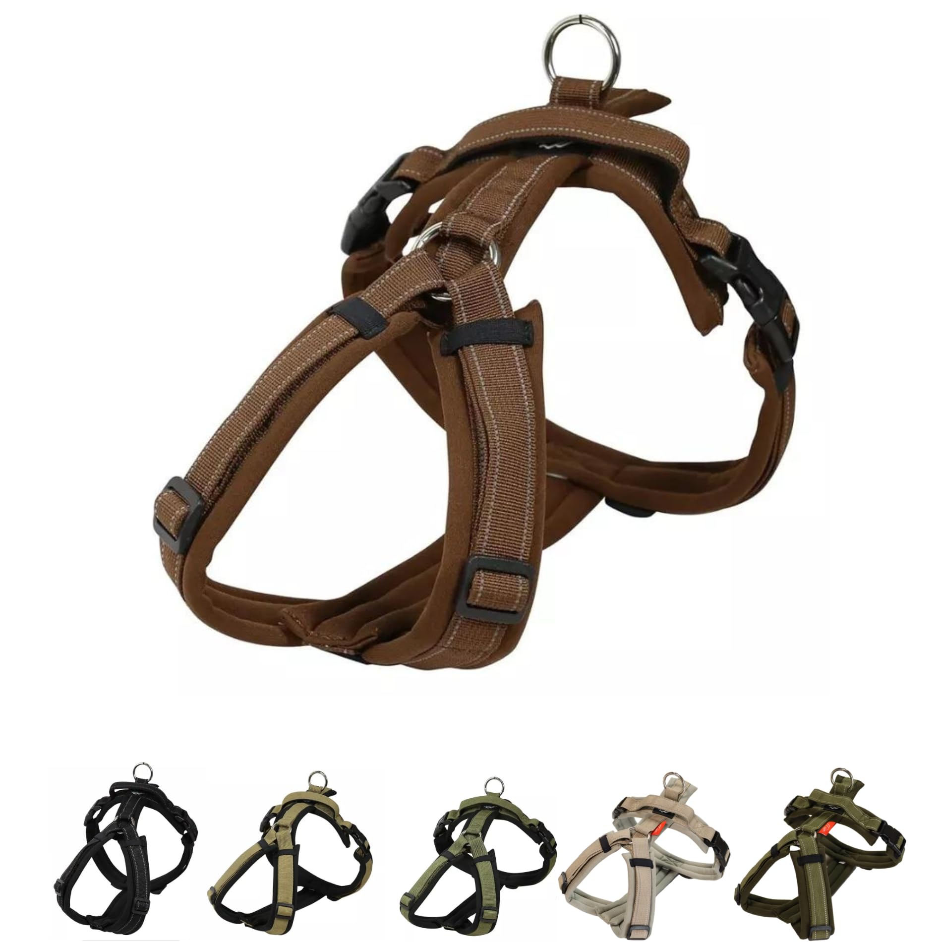 Hakusan ゼロハーネス 負担軽減 犬用ハーネス サイズ調整可 簡単着脱 夜間反射材 軽量 通気 ハンドル付き ネームプレート Tiny サイズ ブラウン