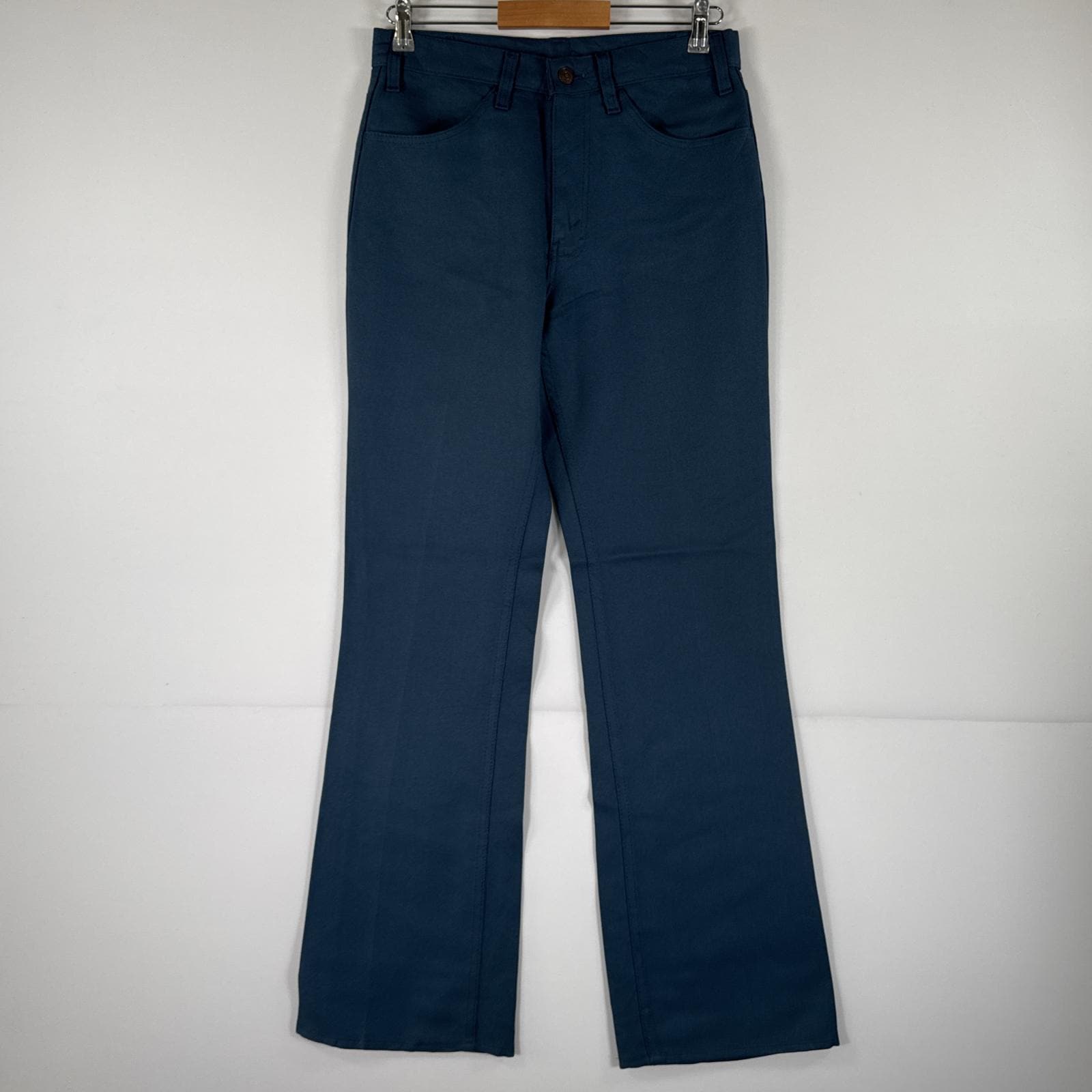 古着 90s/90年代 スラックスパンツ ランチャーパンツ フレア ブーツカット ポリエステル w32 L33 ブルー メンズ 5,170円